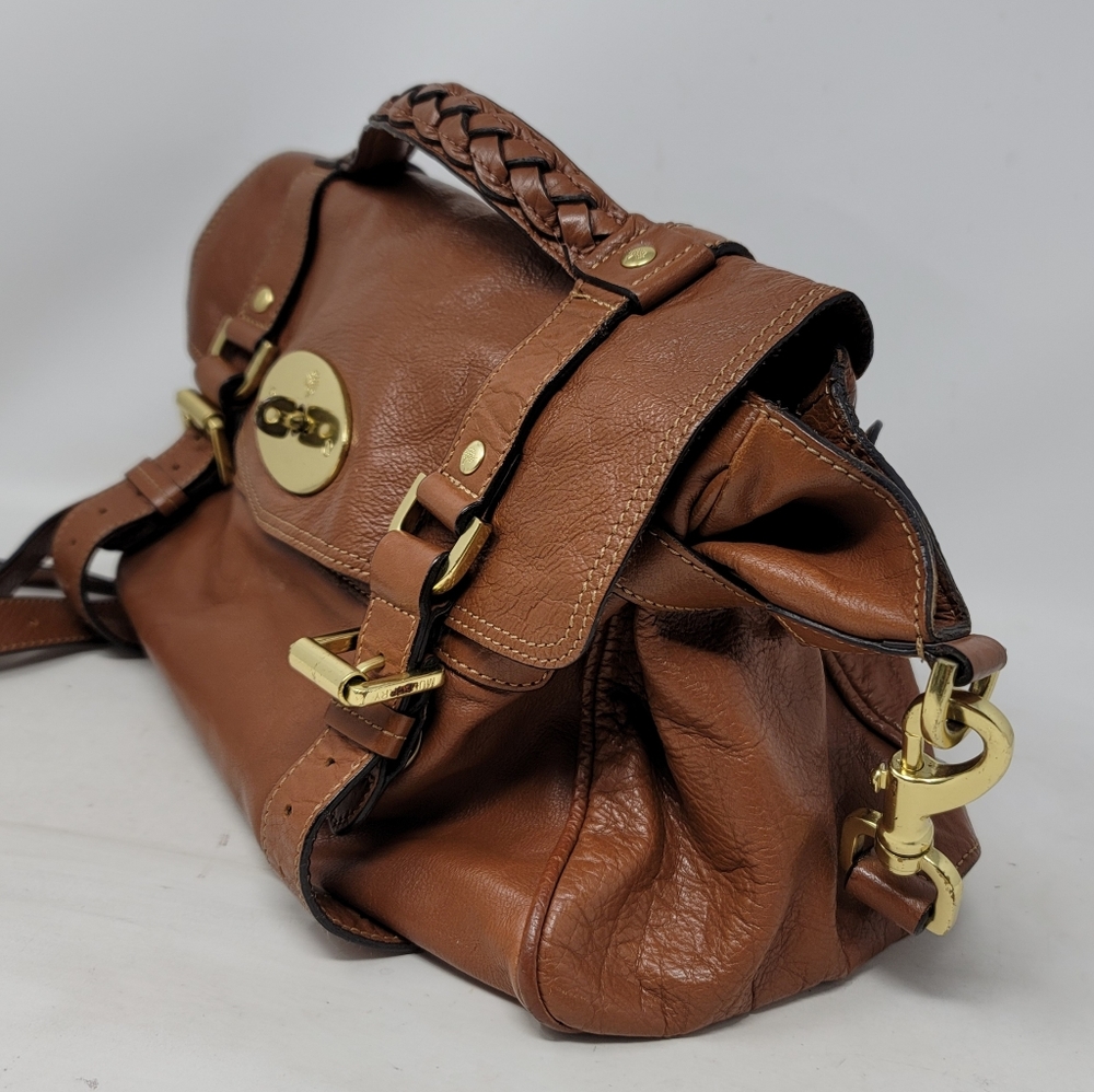 Mulberry Alexa Oak Soft Buffalo Leather Medium Satchel Shoulder Hand Bag - Picture 3 of 12